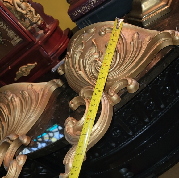 Pair syroco MCM gold wall sconces VINTAGE decor planter - Picture 5 of 14